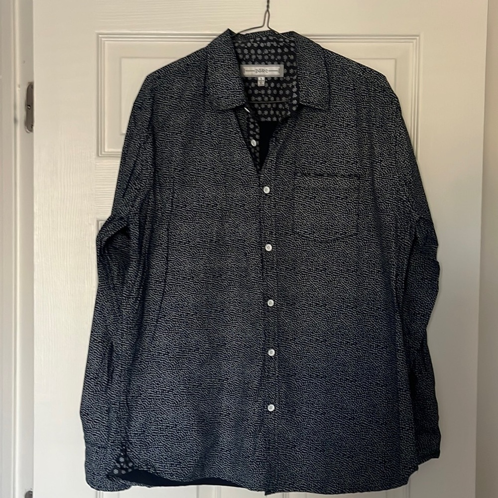pd&c black floral button down